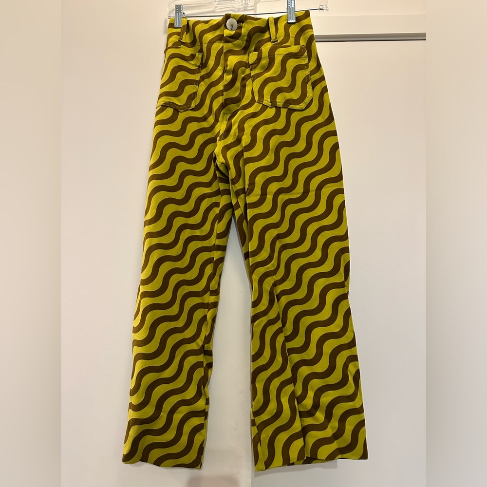 Maeve Anthropologie yellow wavy pants